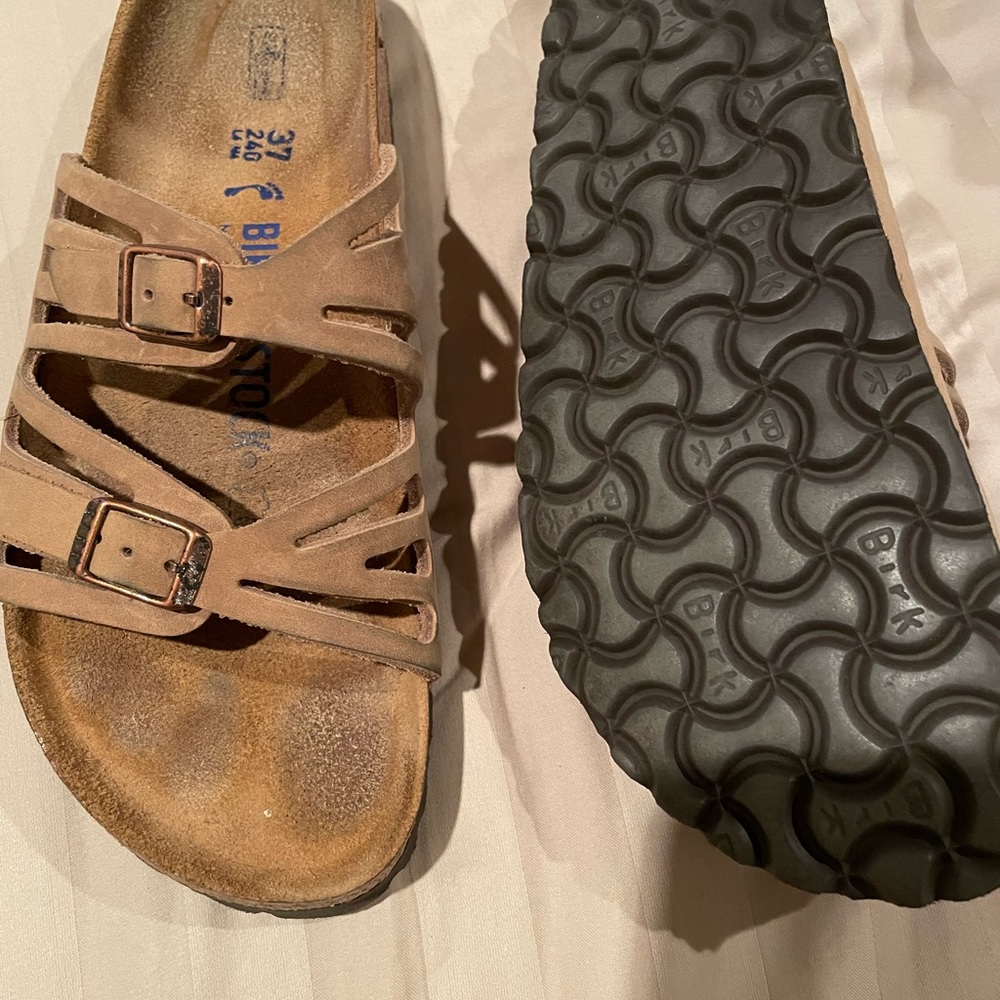 Birkenstock Women's Taupe Strappy Buckle Sandals - Picture 2 of 3